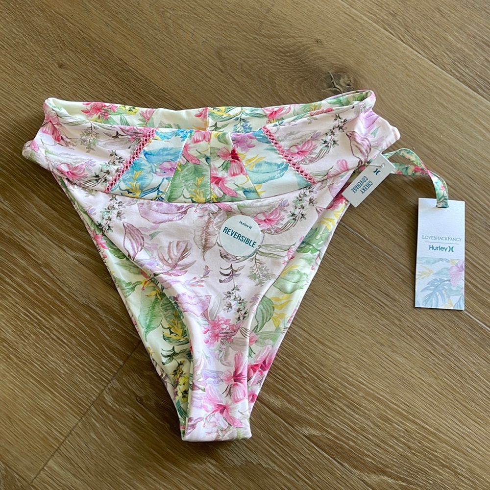 LoveShackFancy X HURLEY - HAWAIIAN HIBISCUS REVERSIBLE CHEEKY HIGH WAIST BOTTOM